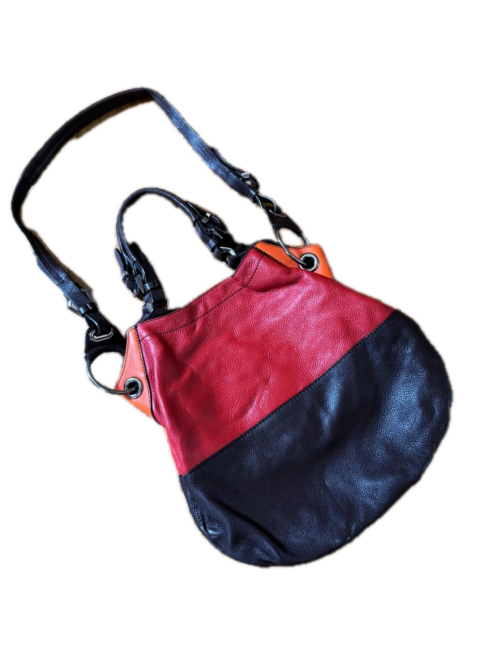 orYANY Women's Leather Crossbody Bag Tri Color Adjustable Strap Button Closure